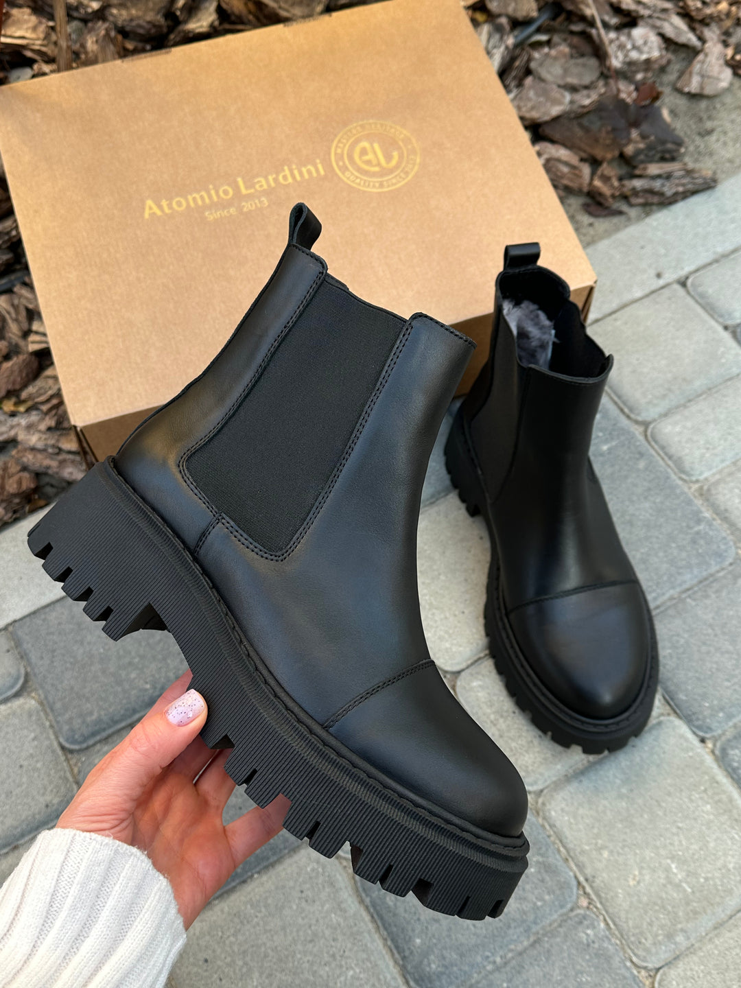 Черевики Челсі зимові ATOMIO LARDINI з натуральної шкіри чорного кольору